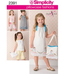 2391 SIMPLICITY CHILDREN PILLOWCASE OR COTTON DRESS, TOP,  PANTS, BAG PATTERN 3-8